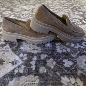 Tan Suede Loafers with Chunky Sole
